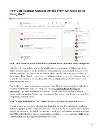 How Can I Extract Contact Details From LinkedIn Sales Navigator