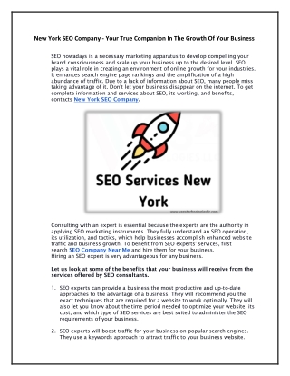 New York SEO Company - Your True Companion In The Growth Of Your Business