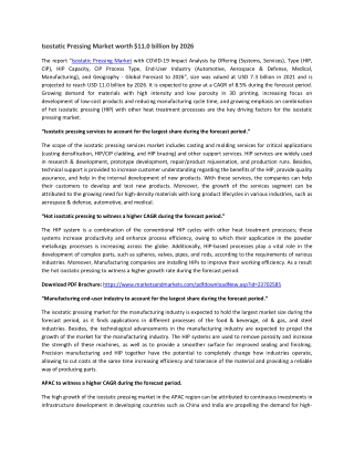 Isostatic Pressing Market