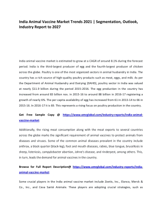 India Animal Vaccine Market Trends 2021