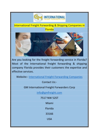 International Freight Forwarding & Shipping Companies in Florida