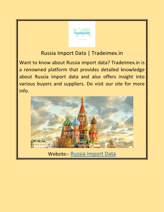 Russia Import Data | Tradeimex.in