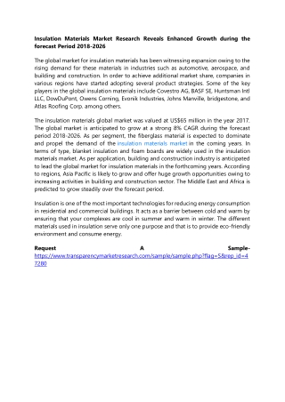 Insulation Materials Market Research Reveals Enhanced Growth during the forecast