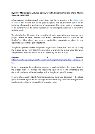 Nylon 66 Market Sales Volume, Status, Growth, Opportunities and World Market Sha