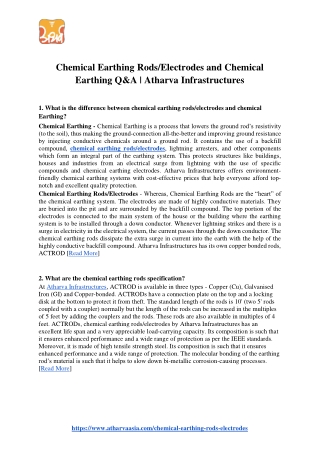 Chemical Earthing Rods/Electrodes and Chemical Earthing | Atharva Infrastructure