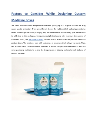 Factors to Consider While Designing Custom Medicine Boxes