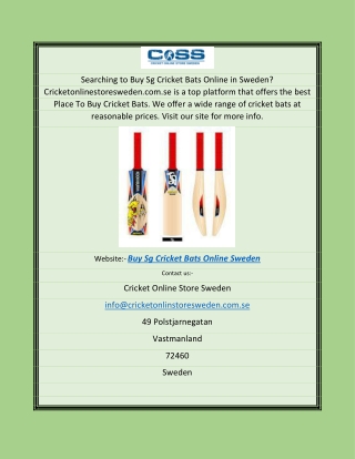 Buy Sg Cricket Bats Online Sweden | Cricketonlinestoresweden.com.se