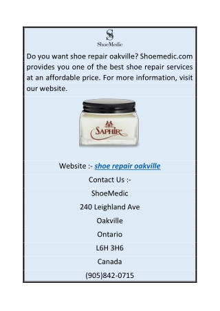 shoe repair oakville  shoemedic.com