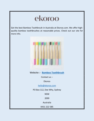 Bamboo Toothbrush | Ekoroo.com