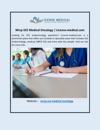 Mrcp SCE Medical Oncology | License-medical.com