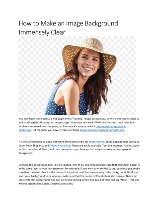 How to Make an Image Background Immensely Clear