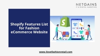 Shopify Features List for Fashion eCommerce Website