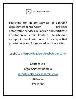 Notary Services in Bahrain  Legalservicesbahrain.com