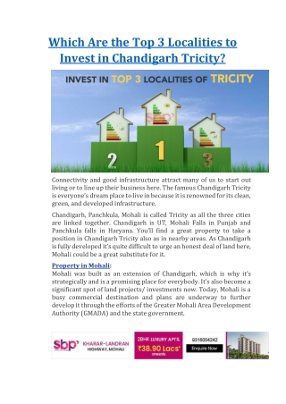 Which Are the Top 3 Localities to Invest in Chandigarh Tricity?