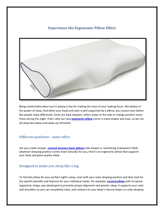 Experience the Ergonomic Pillow Effect