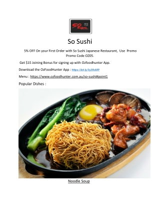 5% Off - SO SUSHI Japanese restaurant Fortitude Valley, QLD