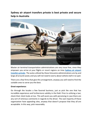 Sydney air airport transfers private is best private and secure help in Australi