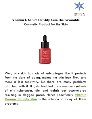 Vitamin C Serum for Oily Skin-The Favorable Cosmetic Product for the Skin