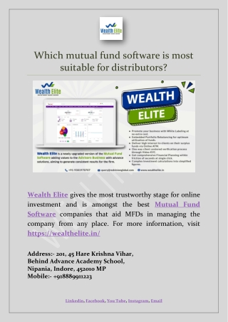 Which mutual fund software is most suitable for distributors