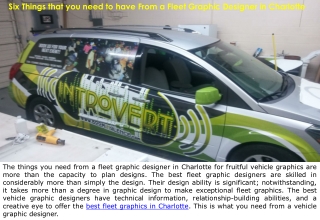 Six Things that you need to have From a Fleet Graphic Designer in Charlotte