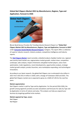 Global Nail Clippers Market Research Report 2021-2026