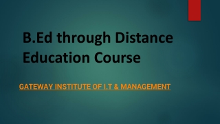 B.Ed through Distance Education Course