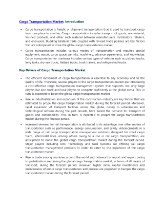 Cargo Transportation Market