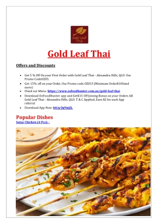 5% Off - Gold Leaf Thai Restaurant Menu Alexandra Hills, QLD