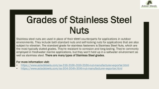 Grades of Stainless Steel Nuts