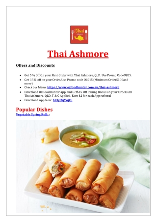 5% Off - Thai Restaurant Menu Ashmore, QLD