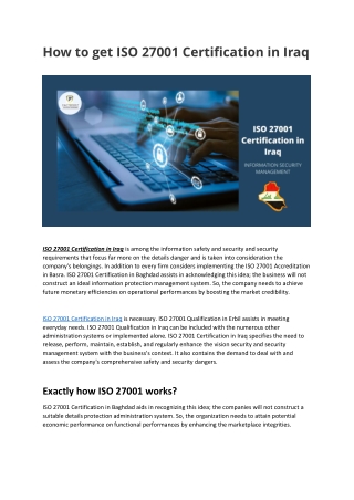 ISO Certification in Iraq