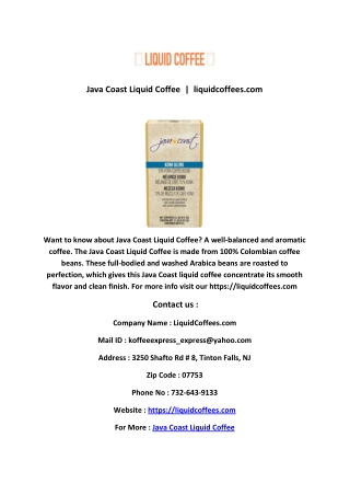 Java Coast Liquid Coffee
