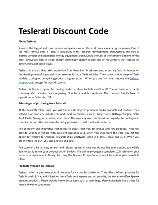 Teslerati Coupon Code