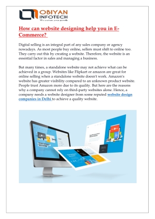 How can website designing help you in Ecommerce
