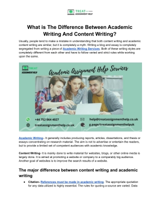 What is the difference between academic writing and content writing?