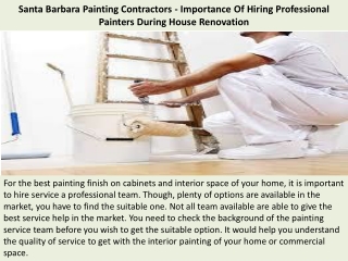 Santa Barbara Painting Contractors - Importance Of Hiring Professional Painters During House Renovation