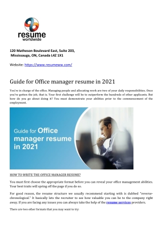 Guide for Office manager resume in 2021