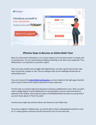 Effective Steps to Become an Online Math Tutor
