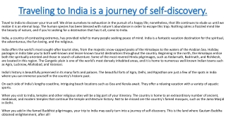 Travelling to India is a journey of self discovery
