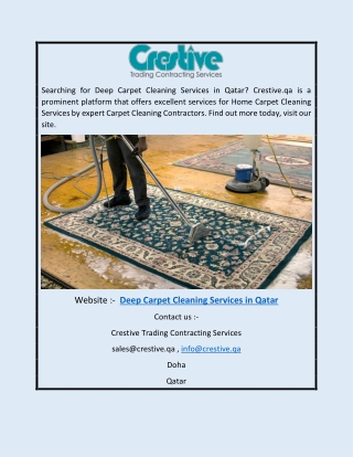 Deep Carpet Cleaning Services in Qatar | Crestive.qa