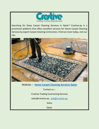 Home Carpet Cleaning Services Qatar | Crestive.qa