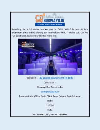 30 Seater Bus for Rent in Delhi | Busways.in