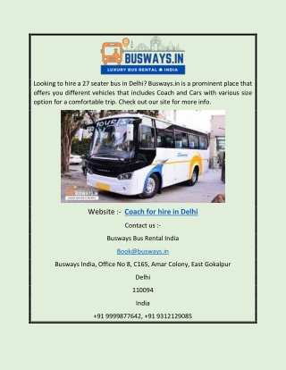 Coach for Hire in Delhi | Busways.in