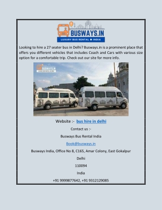 Bus Hire in Delhi | Busways.in