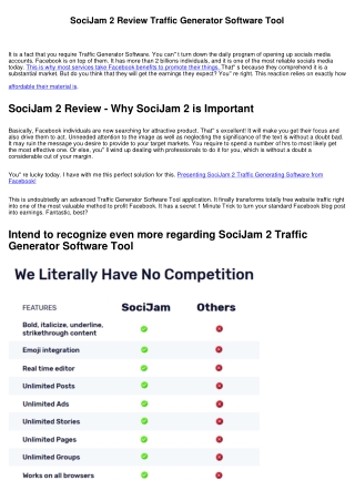 SociJam 2 Review Traffic Generator Software Tool