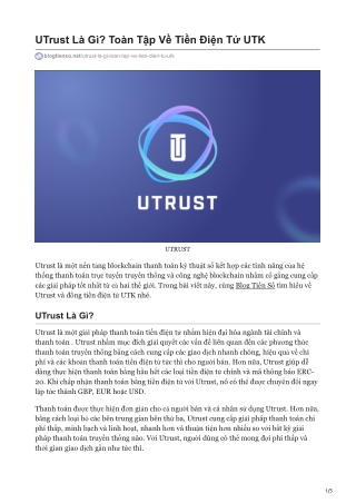 UTrust Là Gì Toàn Tập Về Tiền Điện Tử UTK