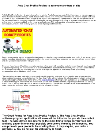 Auto Chat Profits Review to automate any type of website