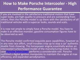 How to Make Porsche Intercooler - High Performance Guarantee