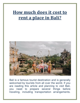 How much does it cost to rent a place in Bali