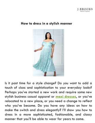 How to dress in a stylish manner